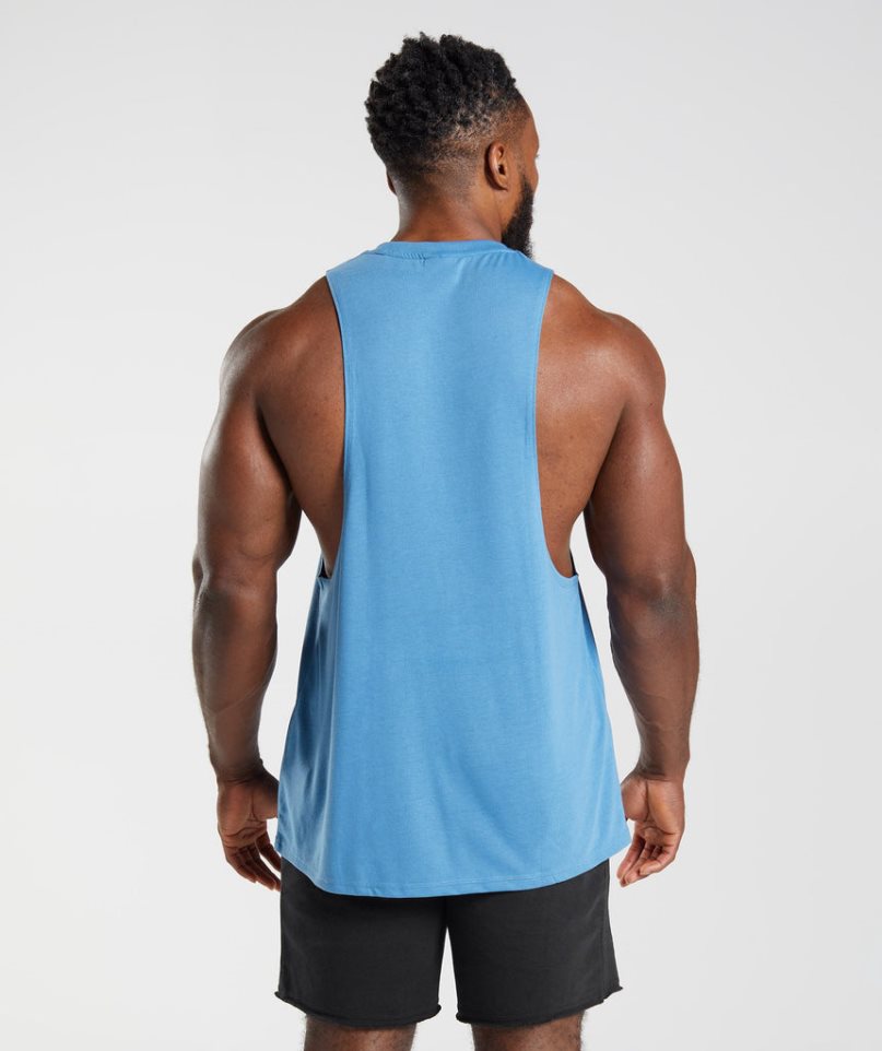 Men's Gymshark Legacy Drop Arm Tanks Blue | CA 31D670